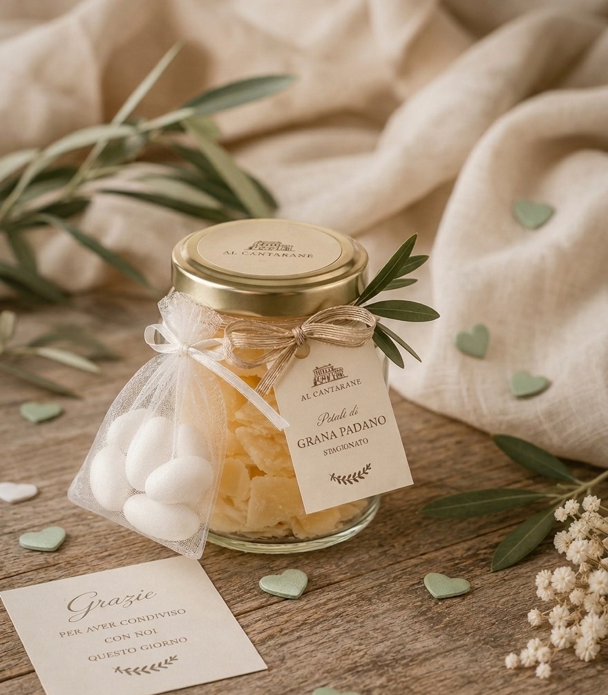 Vasetto Petali di Grana Padano per Battesimo